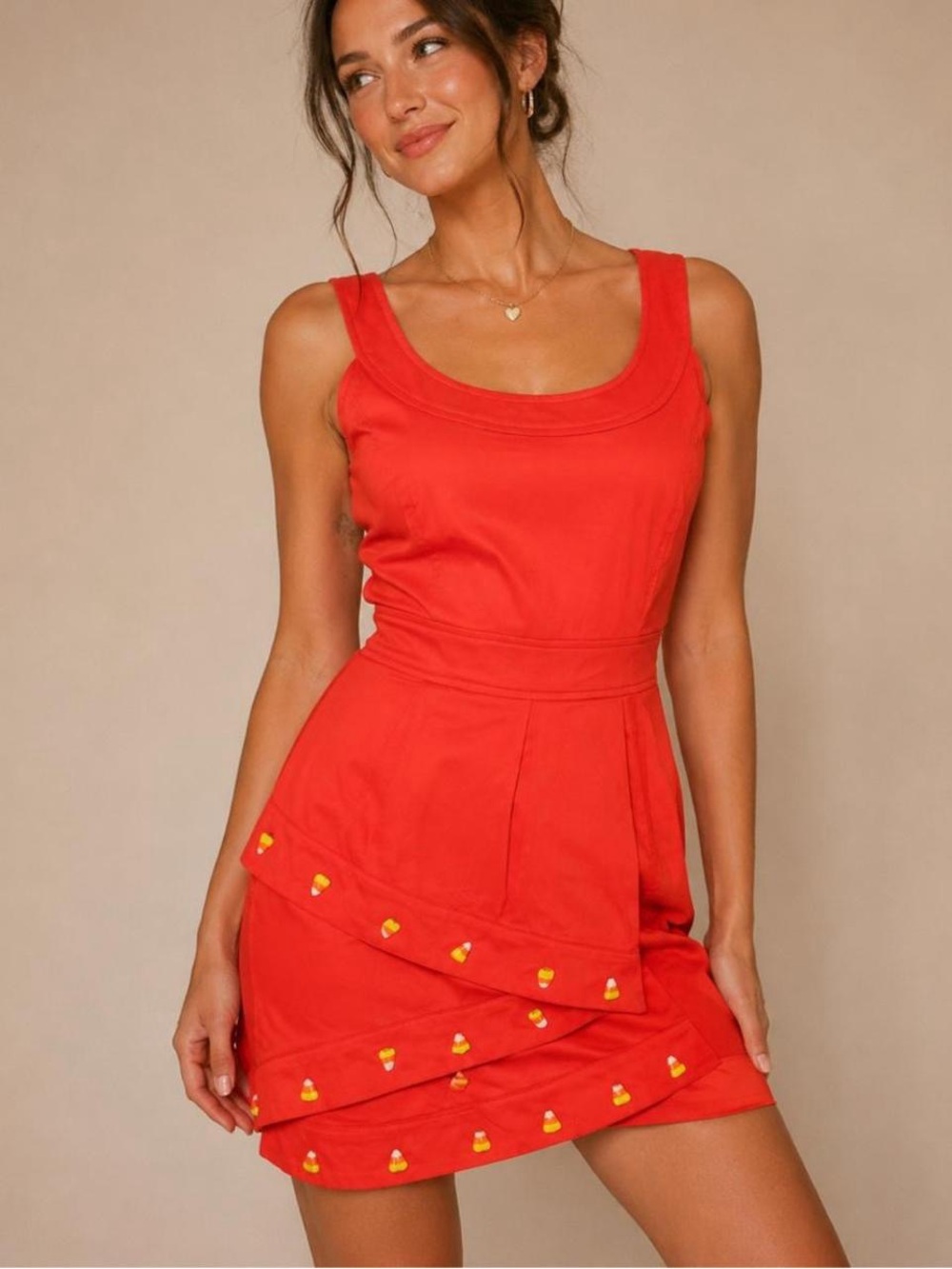 Vintage Halloween Candy Corn Orange Dress Fall Teacher Cottagecore 90s Medium